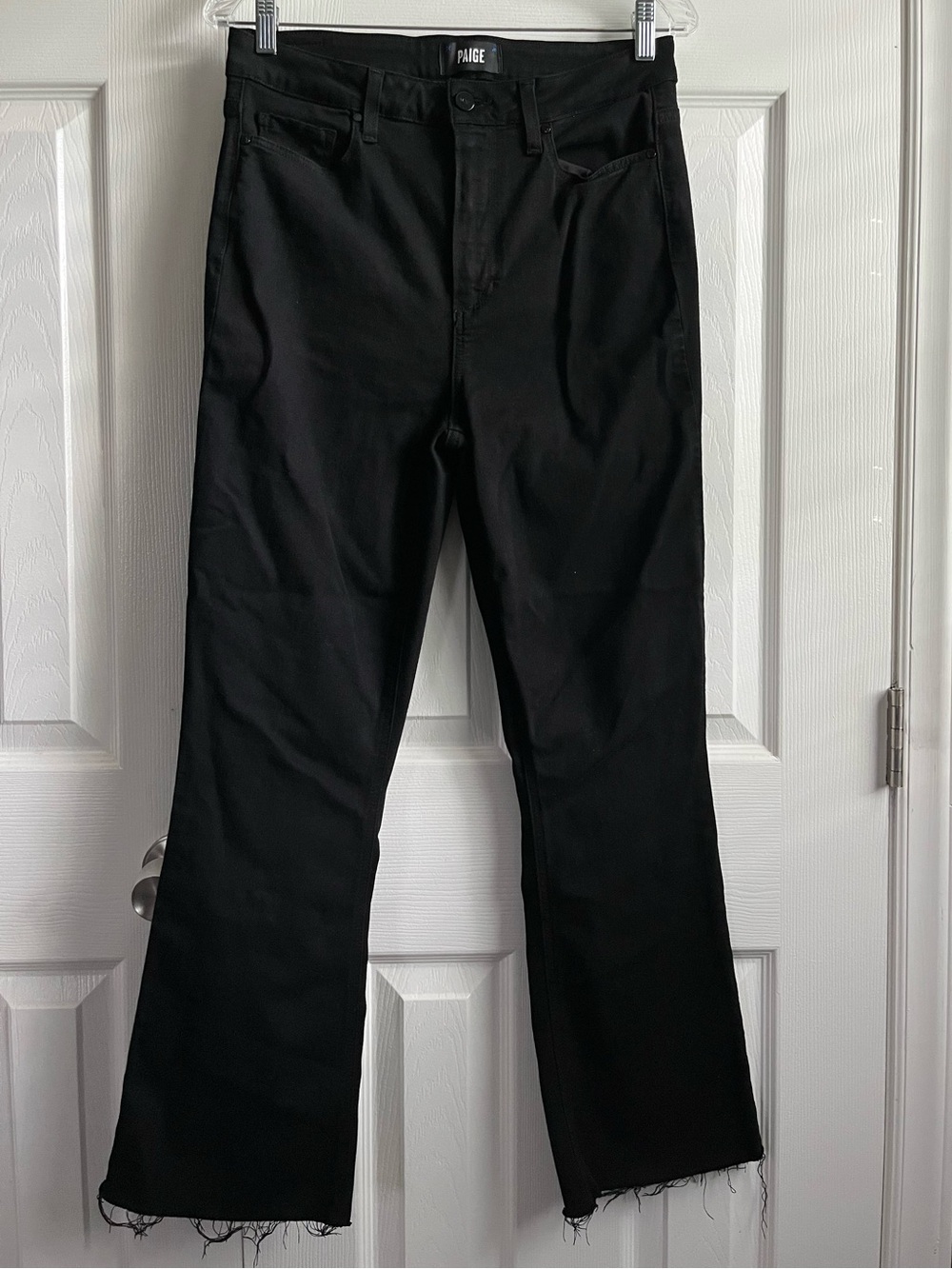 Paige Claudine Black High Waist Frayed Jeans size 30, Inseam 28”